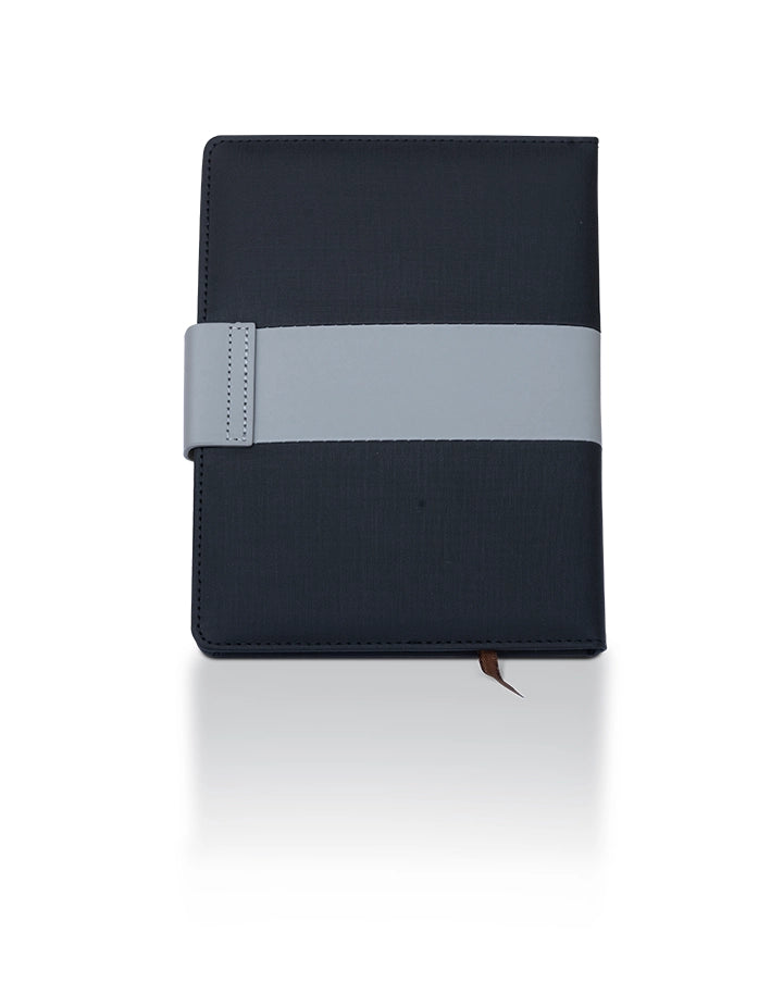 Premium Black A5 Promotional Notebook – 100 Sheets – Leather Base, Customizable Corporate Gift