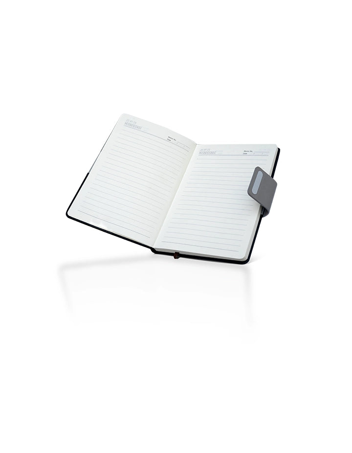 Premium Black A5 Promotional Notebook – 100 Sheets – Leather Base, Customizable Corporate Gift