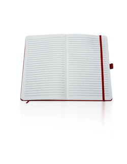A5 Red PU Notebook with Pen Holder – 100 Sheets, 70gsm Ruled Paper – Custom Logo Ready