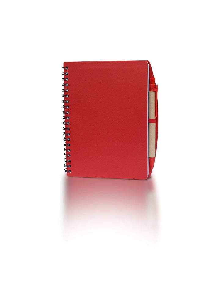 Promotional Spiral Notebook with Sticky Notes & Pen – Red Cover – Customizable Office Giveaway