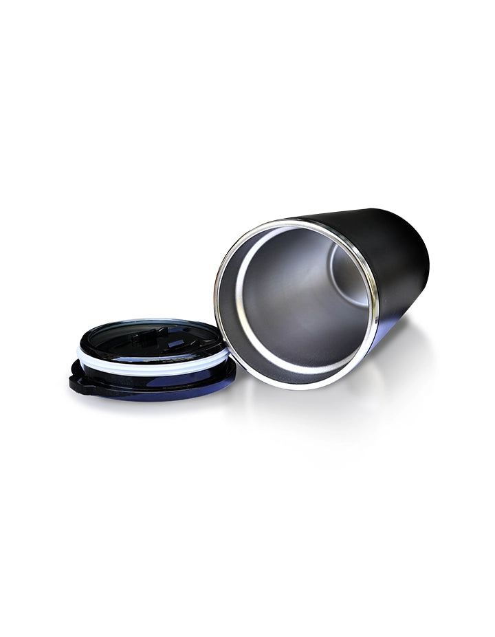 Black Travel Coffee Mug with Lid – 450ml Stainless Steel Insulated Reusable Tumbler for Hot & Cold Drinks