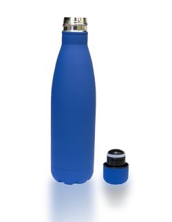 Blue Matte Water Bottle 500ml – Stainless Steel, Double Wall Insulated, Reusable Sports & Travel Bottle